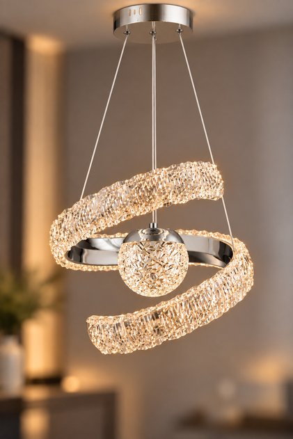 Koza Gümüş Tek Toplu Kumandalı Led 3 Renk Ledli Modern Avize