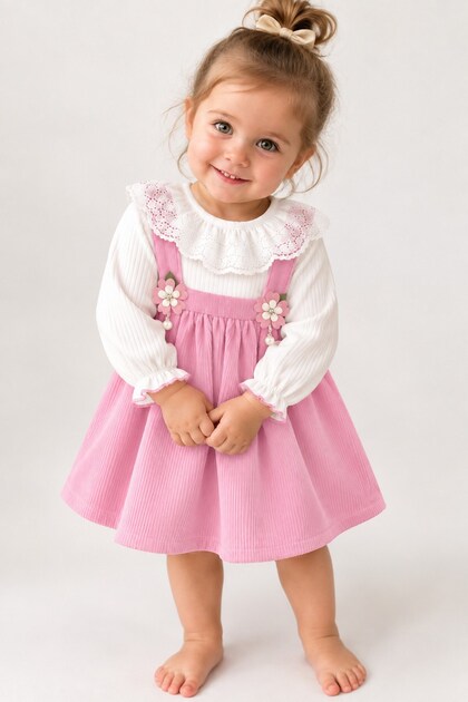 Baby girl vintage peter pan collar dress with ribbed knit floral accessories | sizes 6-9-12-18-24 months