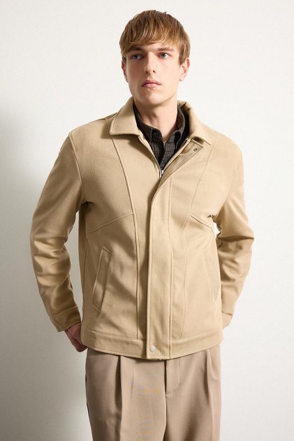 Regular Fit Polo Collar Coat F8482Ax26Sp