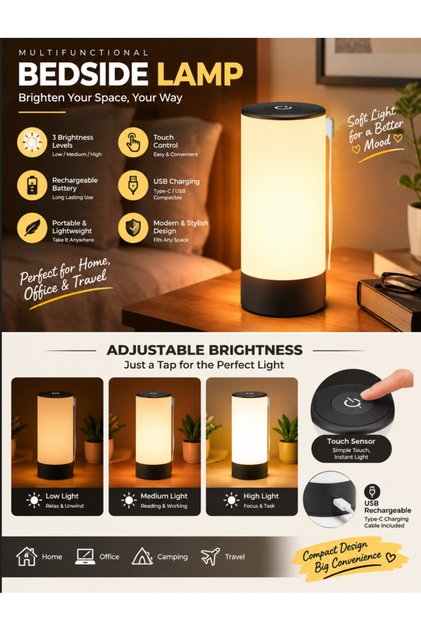 Rechargeable LED Camping Lantern, Touch Control, 3 Color Temperatures, Survival Emergency Light