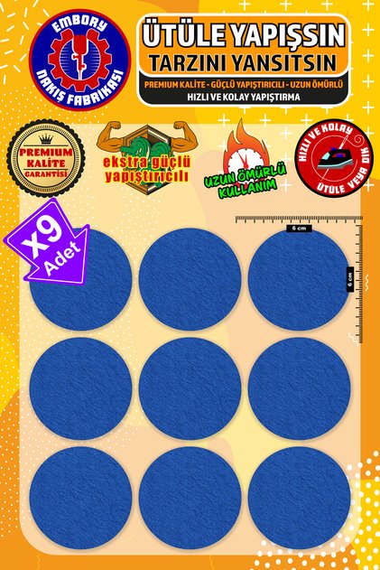 Iron-On Embroidered Patch, Navy Blue Round Patch (9 Pcs) Iron-On Embroidery Woven Applique Patch