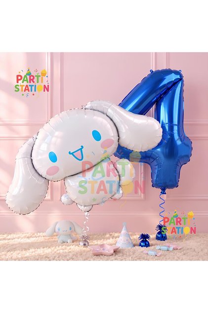 Kuromi Concept Cinnamoroll Foil Balloon 100 cm and 4 Years Old Navy Blue Foil Number Balloon Set