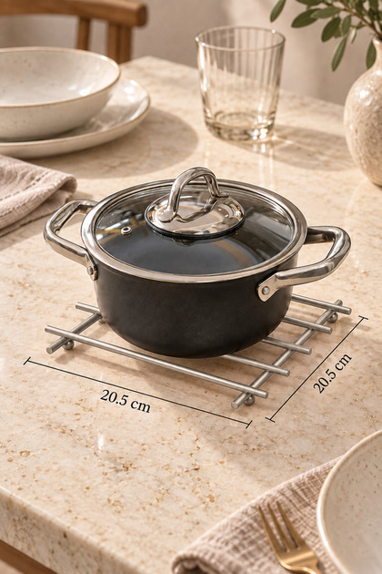 Matte Silver Fireproof Trivet Pot Mat Countertop Coaster Stainless Metal