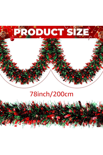 MULTI Christmas Garland Decorations,Xams Greenery Tinsel Stems Soft Twist Garland Decor for Tree Sta