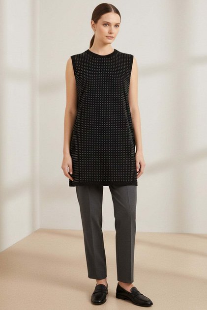 Women's Zero Sleeve Stone Tunic -24S-10525Tun Black