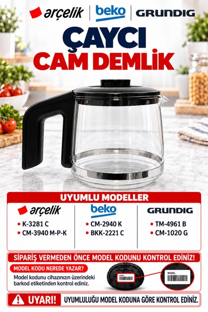 Cm 5964 Çay Makinesi Için Uyumlu Cam Demlik