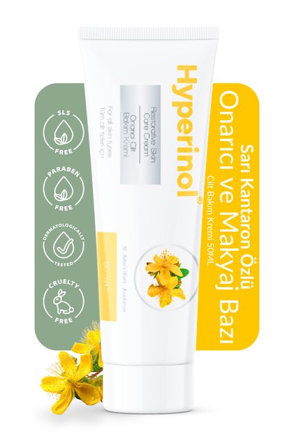 Onarıcı, Sıkılaştırıcı, Restoratif, Makyaj Bazı Cilt Bakım Kremi 50 ml - Sarı Kantaron ve Centella Özlü, Kuru ,Hassas ve Tüm Ciltler İçin Bariyer Koruyucu