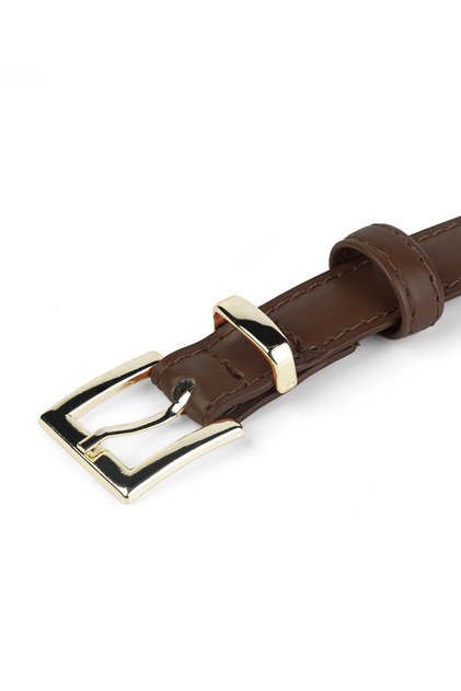 Women's Thin Square Gold Buckle Belt - Basic Trouser Skirt Belt