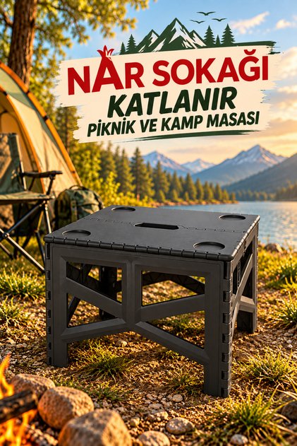 Plastik Portatif Katlanabilir Kolay Taşınır Kamp Masası Piknik Sehpası Siyah
