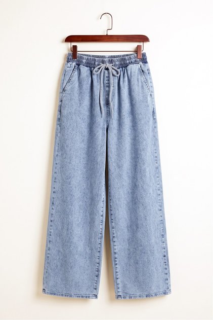 Elastic Waist Wide Leg Jeans - Tint