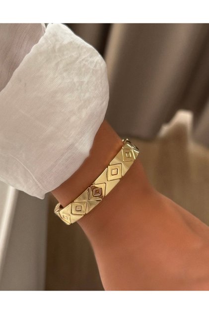 Lastikli Seramik Kaplama Gold Bileklik