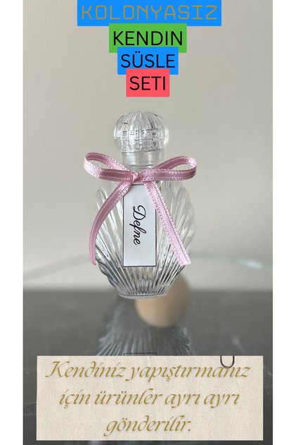 (40 ADET) Süslü İstiridye Boş Kolonya Şişesi Mika Plastik 40ml (Pembe Fiyonk İp-Etiket-Tıpa-Kapak)