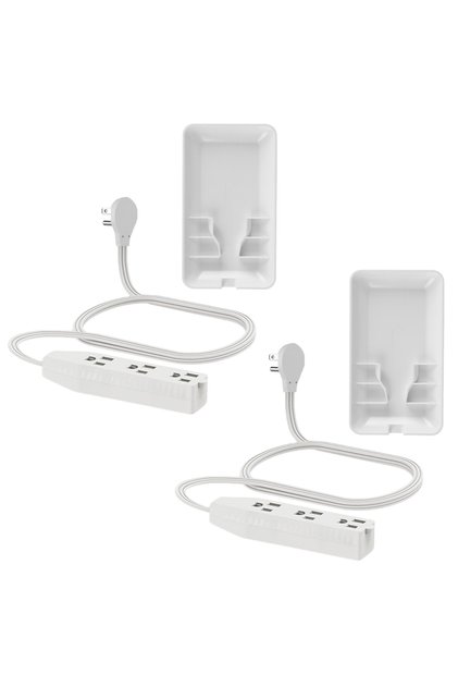 2pcs 3 FT Extension Cord Power Strip with 3 AC Outlet 3 Prong Plug Extender, Cover Plate, Wire Split