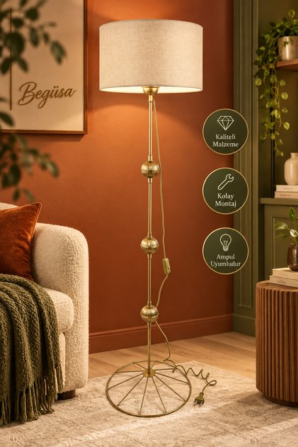 Palermo Lambader Eskitme No:07, Modern Lambader, Dekoratif Ayaklı Lambader, Salon, Oturma Odası ve Yatak Odası Kullanımı