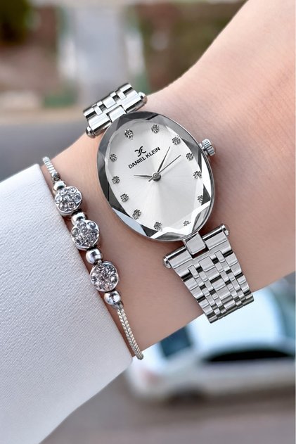 Silver Color Women's Wristwatch and Bracelet