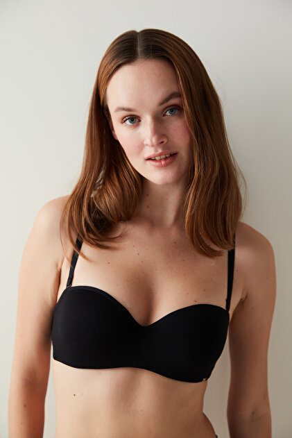 Μαύρο Σουτιέν Angelina Strapless Push Up με Μπανέλες