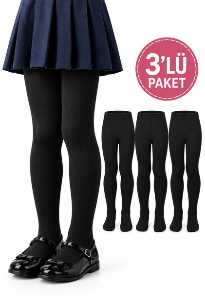 Girls' Cotton Pantyhose 3-Pack Seamless Toe Winter Wear 0-14 Years