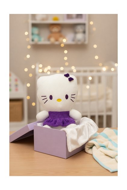 Hello Kitty Mor Peluş Oyuncak & Uyku Arkadaşı 21cm