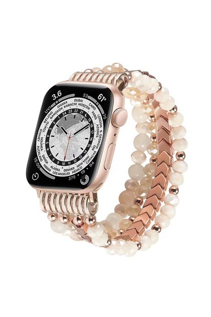 38mm 40mm 41mm pink Beaded Compatible Apple Watch Band 38 40 41 42 44 45mm for Women, iWatch Series