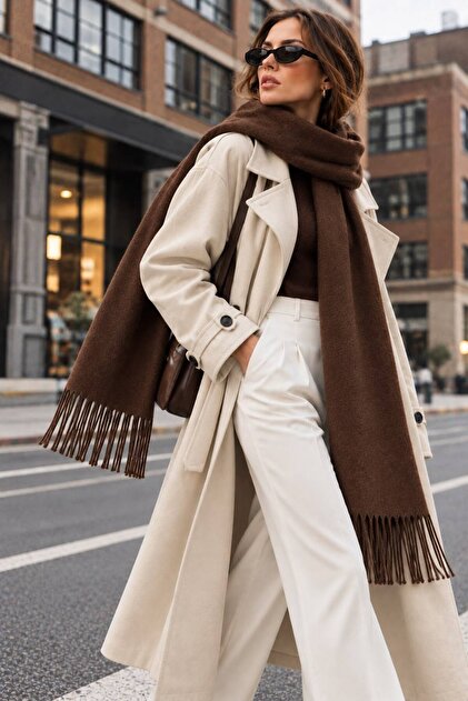 Soft Feel Women's Scarf – Soft Textured Wide Oversized Tassel Shoulder Shawl