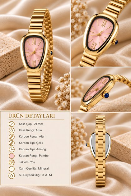 Women's Montre Model Pink Dial Retro Wristwatch