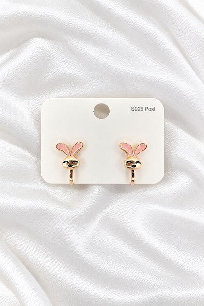 Steel Children's Earrings - Clip-On (Non-Pierced) - Rabbit Model - for Non-Pierced Ears