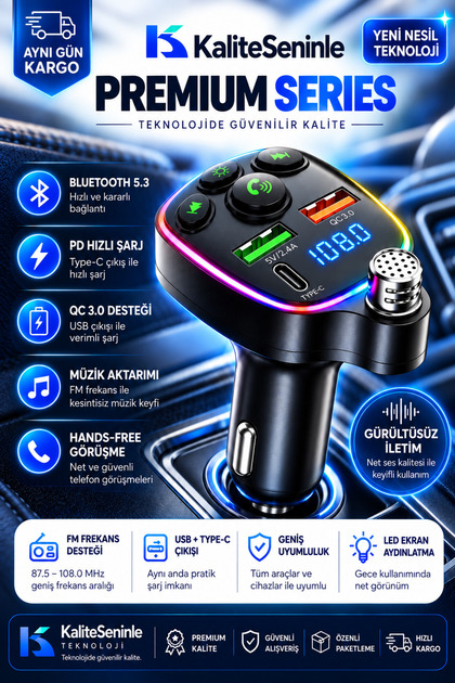 Bluetooth Araç Kiti Araç Fm Transmitter USB Type-C MP3 SD Kart Flash Için Uygun PD Çakmaklık Girişli