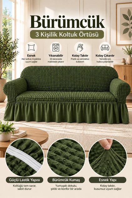 Bürümcük Sofa, Sofa, Sofa Bed Cover, Sofa Cover for 3 people (1 piece)