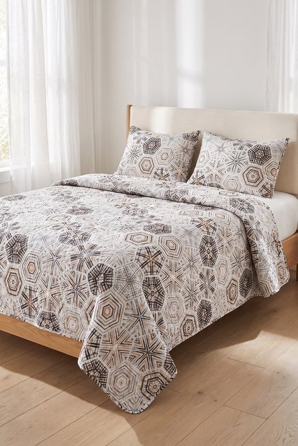 Kapitone Çok Amaçlı Çift Kişilik Yatak Örtüsü ve 2 Yastık Kılıfı Seti 200x220 cm
