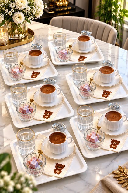 6 Pieces 🌸 Anti-Scratch & Non-Marking 🌸 Coffee Presentation Tray 🌸 Mat Silver Floral 🌸 White Does Not Leave a Mark. | | El Kesmez | | Service Tray Guest Presentation Tea Tray Metal Tray Presentation Tray Metal