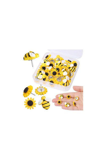MULTI 30PCS/Box Sunflower and Honey Bee Push Pins Spring Decoration Sunflower Thumb Tacks Decorative
