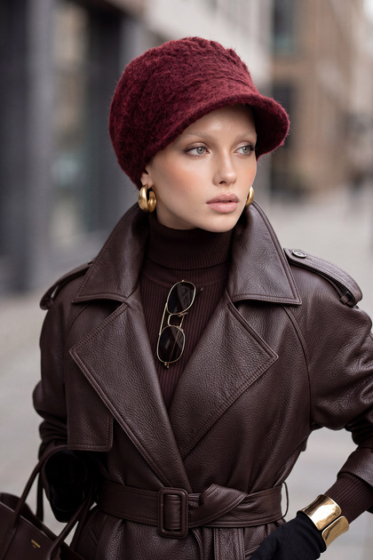 Winter Visor Women's Furry Cashmere Hat, B-73Tk, Burgundy