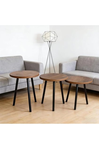 3-Piece Nesting Coffee Table Set, Round Side Tables for Living Room