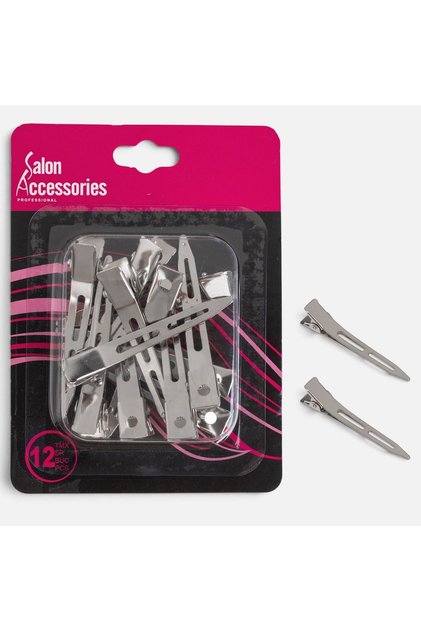 Clame de păr metalice subțiri tip coafor, argintii, 6x1 cm, set 12 bucăți, pentru coafat