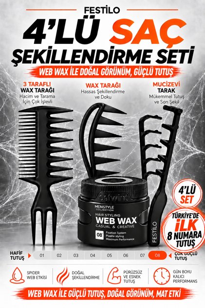 4'lü Saç Şekillendirme Seti Wax Tarak Seti Saç Şekillendirici Styling Seti