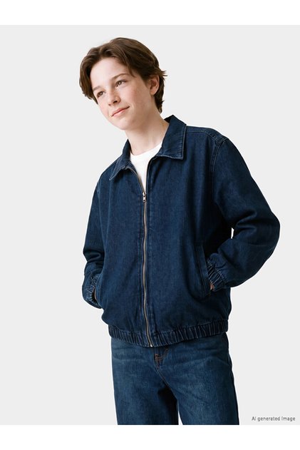 Fermuarlı Erkek Çocuk Jean Ceket