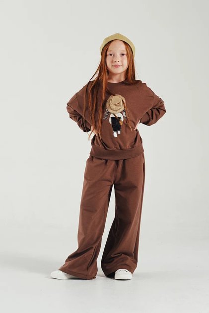 Girl's N1225 Printed 2 Thread Sweat Pants Set