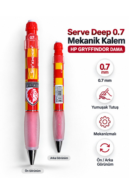 Deep HARRY POTTER 0.7 mm Versatil Mekanik Kalem – Gryffindor, Slytherin, Ravenclaw, Hufflepuff 8 Varyasyon
