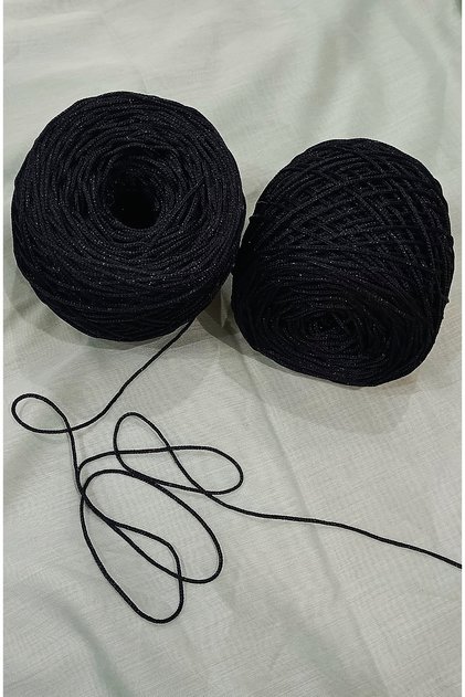 1St Quality Polyester Macrame Rope 3mm 300Gr 1 Piece 200-220Mt Color-Black Glitter