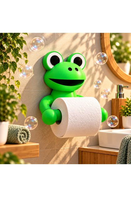 Fun Toilet Paper Holder with Frog Figure
