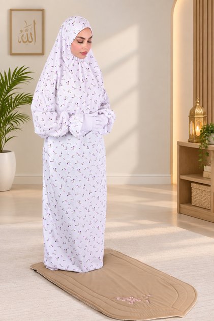 Linda Women’s Prayer Dress – Modest Islamic Prayer Outfit, Full-Length Muslim Prayer Wear, Printed Prayer Dress