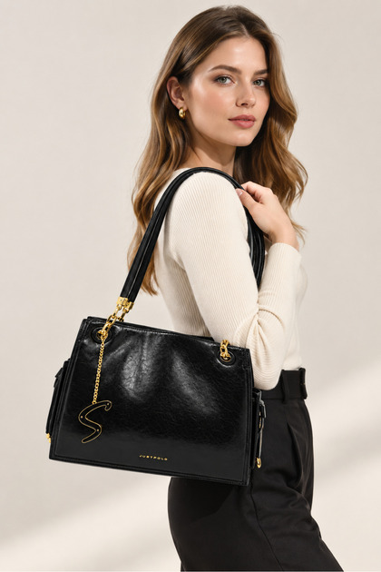 Original Women's New Season Imported Heart Accessory Detailed Adjustable Strap Hand and Shoulder Bag Size:33X24 cm Rc10116