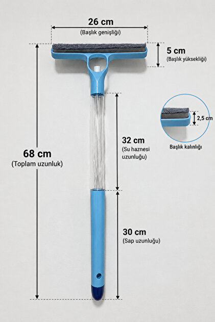 Çok Amaçlı Su Hazneli Spreyli Mikrofiber Sünger'li Cam Temizlik Kiti - Silikon Çekçekli, Detay Fırçalı Pratik Pencere, Cam ve Ayna Temizleme Seti