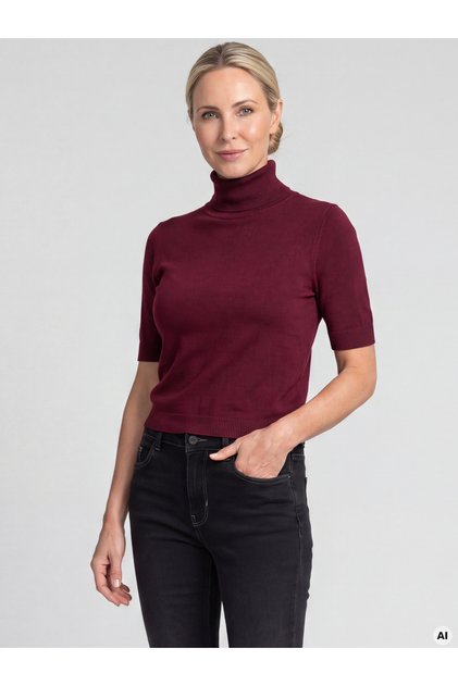 Bluză de damă cu mânecă scurtă, bordo