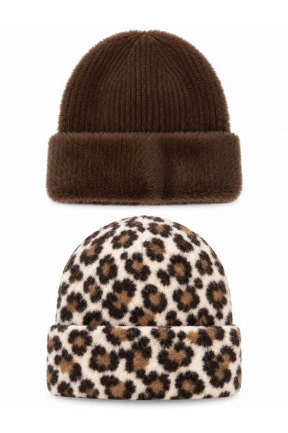 Women's Furry Soft Plush Leopard Beanie