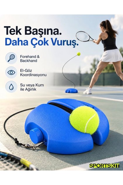 Tek Kişilik Tenis Antrenman Aparatı – Geri Dönüşlü Tenis Topu