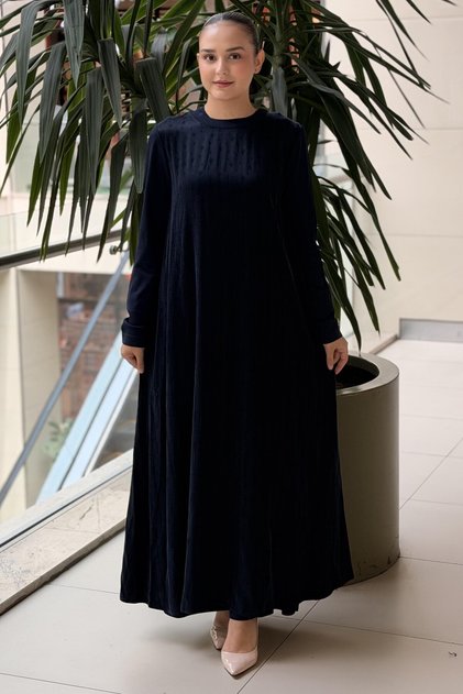 Missdalida Mercerized Combination Cupra Dress with Sleeves