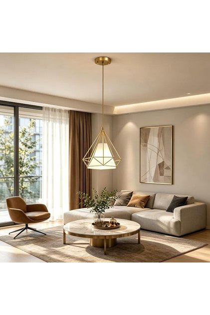 Modern Gold Pendant Lamp Chandelier, 3 Color Temperature LED Pendant Light with 100cm Adjustable Cor