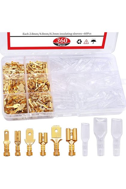 360Pcs 2.8/4.8/6.3mm Quick Splice Male and Female Wire Spade Connector Crimp Terminal Bloc