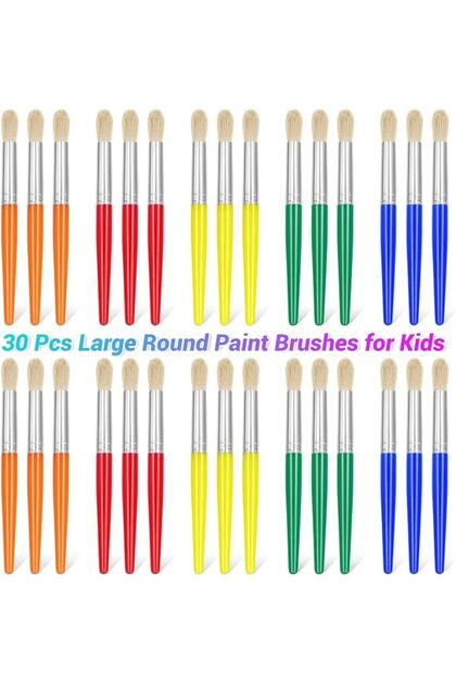 30Pcs Paint Brushes, Anezus Round Paint Brushes for Kids Classroom